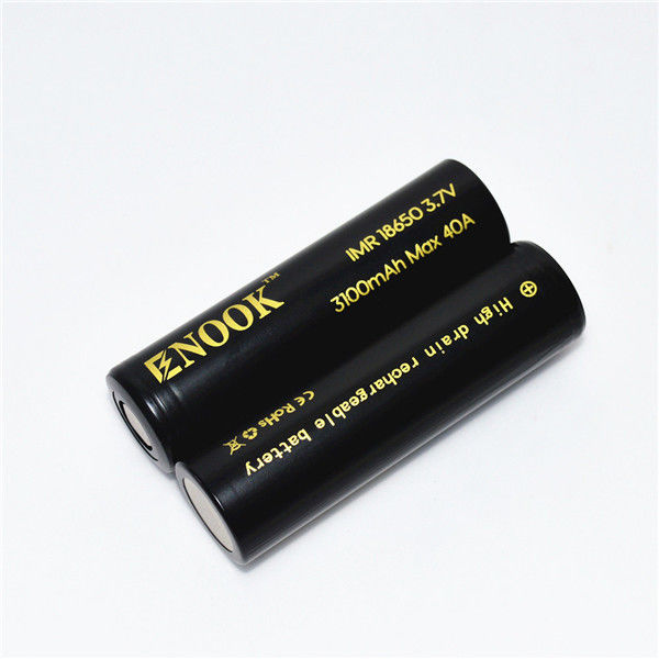 3100mAh 3.7V 18650 बटन टॉप ली आयन बैटरी 40A हाई ड्रेन रिचार्जेबल बैटरी