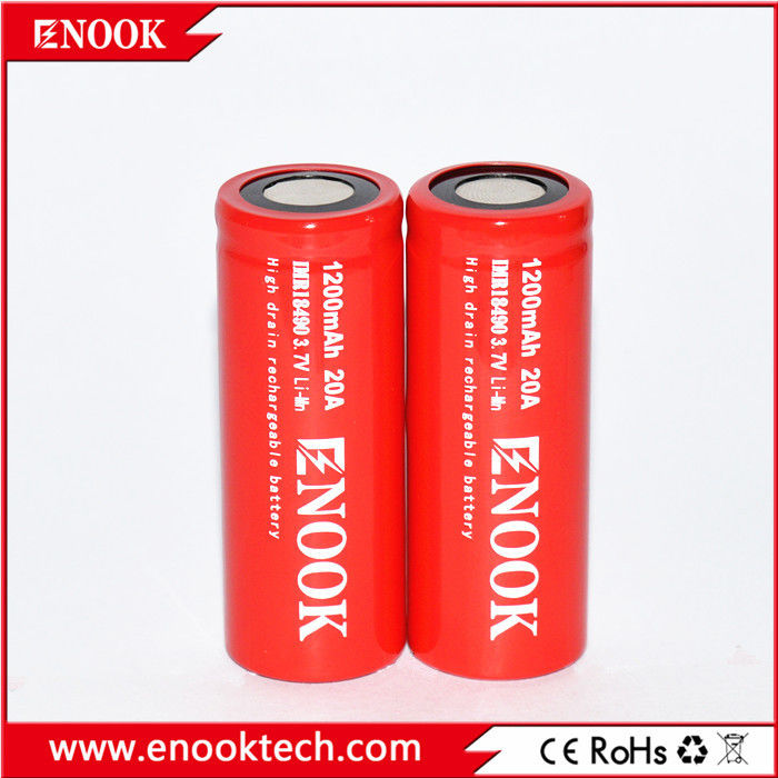 18490 सिलेंडर लिथियम आयन बैटरी सेल 1200mAh 3.7V 20A इलेक्ट्रिक साइकिल के लिए