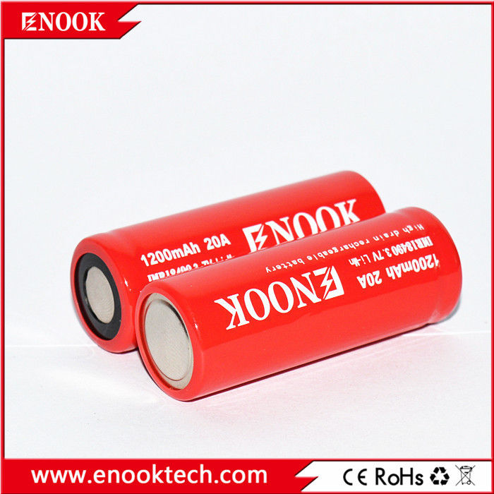 18490 सिलेंडर लिथियम आयन बैटरी सेल 1200mAh 3.7V 20A इलेक्ट्रिक साइकिल के लिए