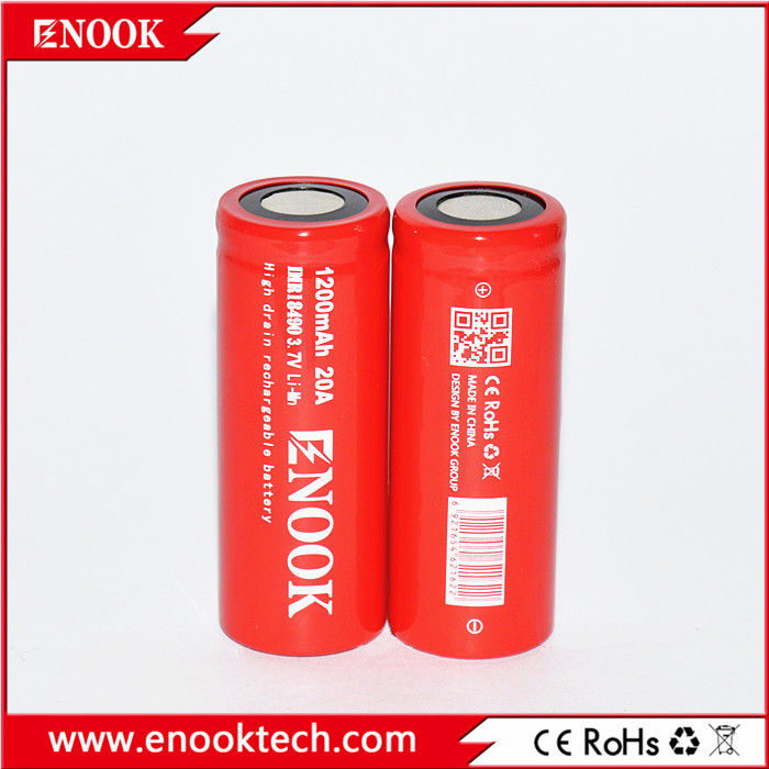 18490 सिलेंडर लिथियम आयन बैटरी सेल 1200mAh 3.7V 20A इलेक्ट्रिक साइकिल के लिए