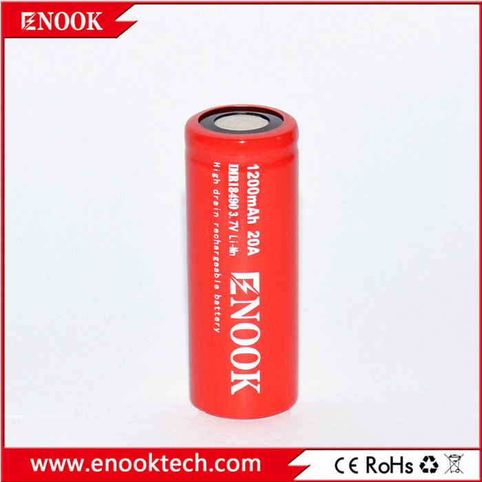 18490 1200mAh 20A 3.7V इलेक्ट्रिक बाइक रिचार्जेबल बैटरी सेल फ्लैट टॉप प्रकार