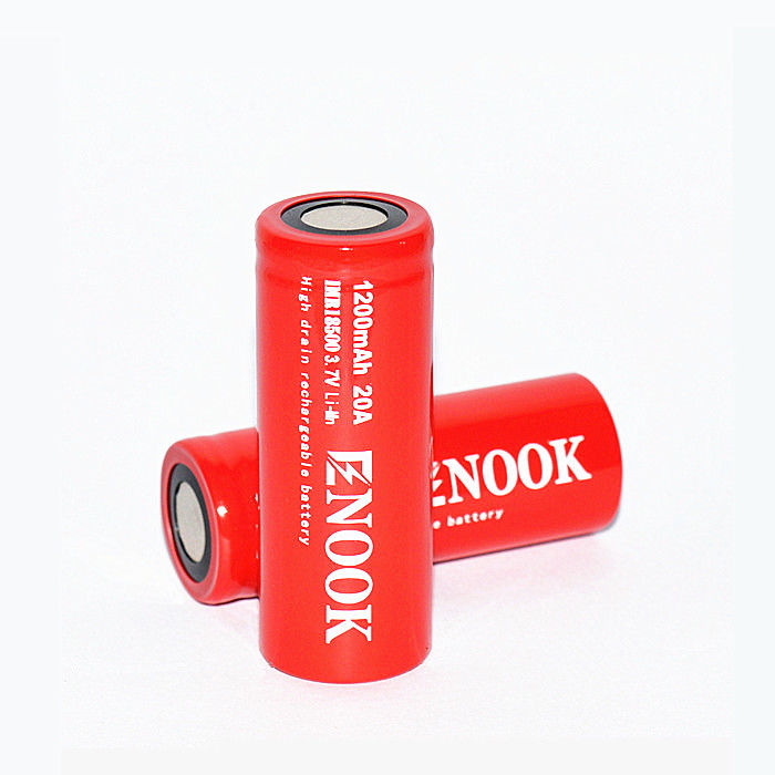 Enook 1200mAh 20A लिथियम आयन बैटरी सेल 3.7V 18500 रिचार्जेबल ली आयन बैटरी