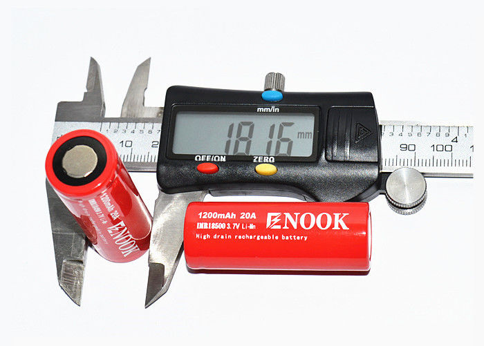 Enook 1200mAh 20A लिथियम आयन बैटरी सेल 3.7V 18500 रिचार्जेबल ली आयन बैटरी