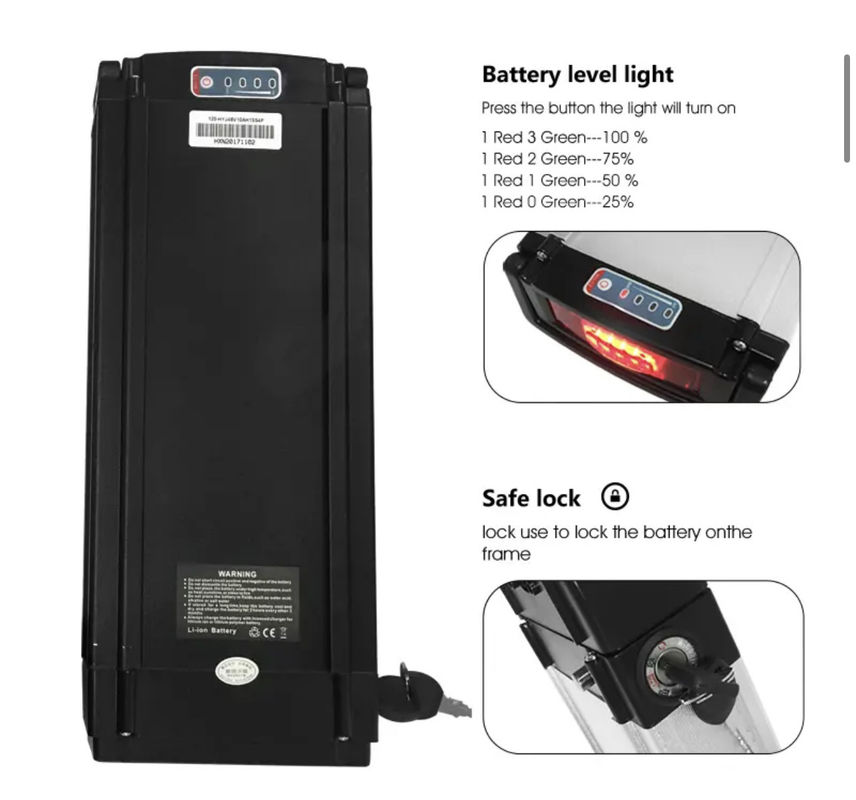 36v ईबाइक रियर रैक लिथियम आयन बैटरी 48v 10ah 12ah 20ah 21ah ईबाइक इलेक्ट्रिक बाइक के लिए