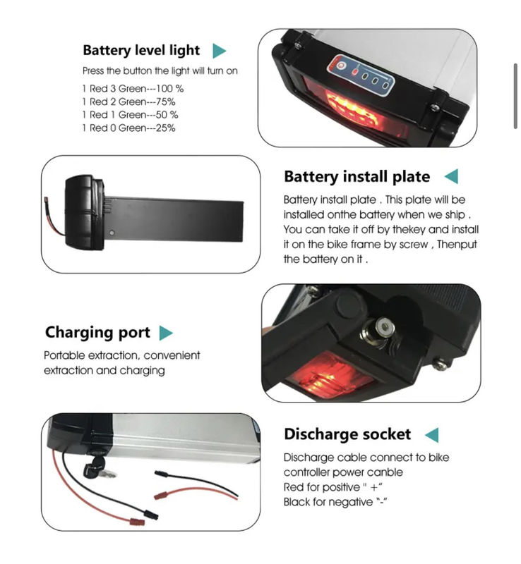 36v ईबाइक रियर रैक लिथियम आयन बैटरी 48v 10ah 12ah 20ah 21ah ईबाइक इलेक्ट्रिक बाइक के लिए