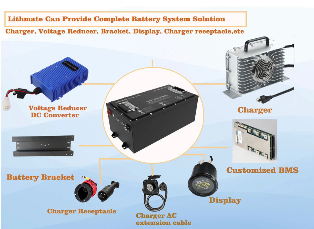 OEM ODM रिचार्जेबल 36v 48v 72v 100ah 200ah 300ah लिथियम आयन बैटरी Lifepo4 गोल्फ कार्ट बैटरी