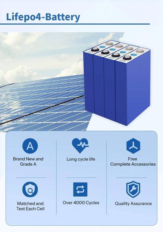 ग्रेड ए 8000 चक्र 3.2V लिथियम आयन बैटरी 50ah 105ah 120ah 280ah 12v 24v 48v Lifepo4 बैटरी