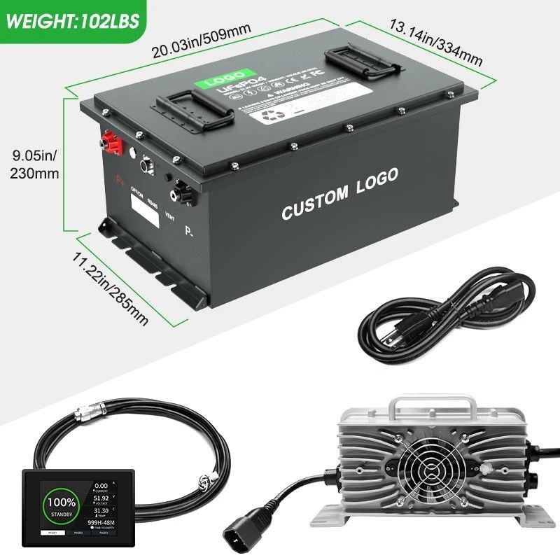 36v 48v 72v 100ah 200ah लिथियम आयन गोल्फ कार्ट बैटरी पर्यावरण के अनुकूल के लिए