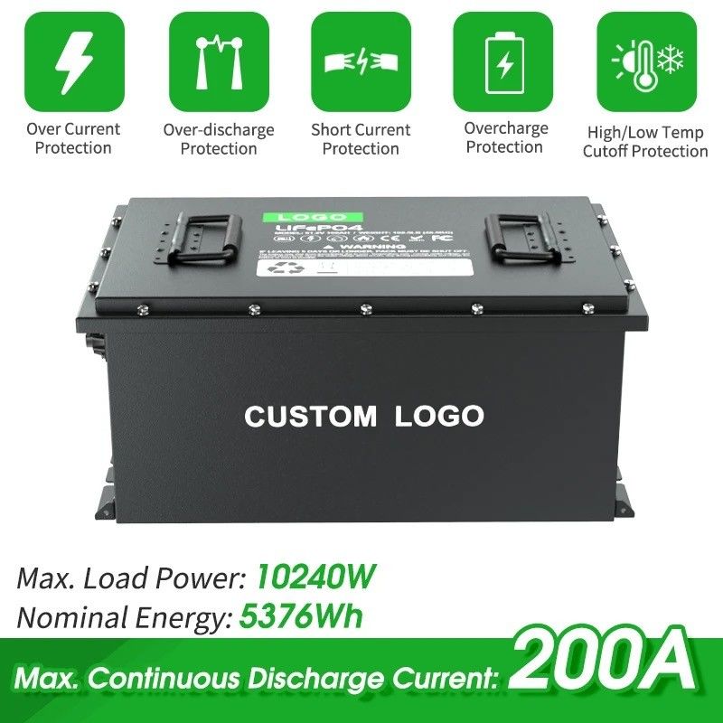 58.4V 100ah 105ah 200ah गोल्फ कार्ट LiFePO4 लिथियम आयन इलेक्ट्रिक बैटरी पैक 51.2V डीप साइकल IP64